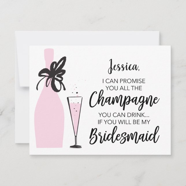 Lustigt blir du mitt Bridesmaid Card-champagne Inbjudningar (Framsida)