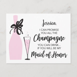 Lustigt blir du mitt Maid of honor-kort - Champagn Inbjudningar