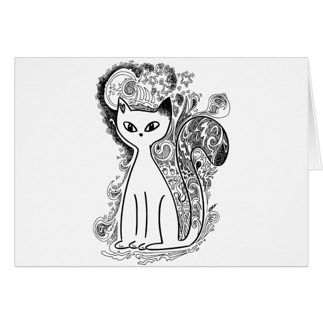 Lustigt blommönster katter hälsningskort (Framsidan Horizontal)