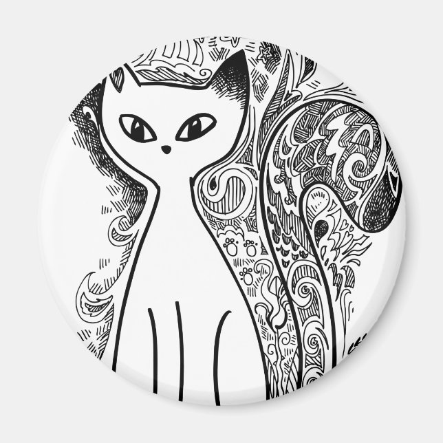 Lustigt blommönster katter magnet (Framsidan)