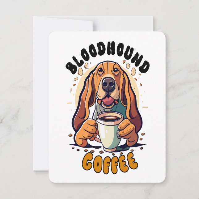 Lustigt Bloodhound hund dricker kaffe Anteckningskort (Framsida)