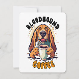 Lustigt Bloodhound hund dricker kaffe Anteckningskort
