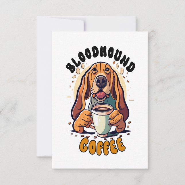 Lustigt Bloodhound hund dricker kaffe Tack Kort (Framsida)