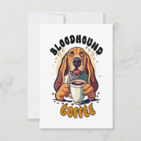 Lustigt Bloodhound hund dricker kaffe