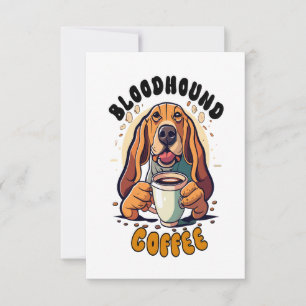 Lustigt Bloodhound hund dricker kaffe Tack Kort