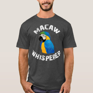 Lustigt Blue och Guld Macaw Whisperer Parrot Bird T Shirt