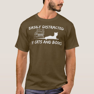 Lustigt Bok Älskare som lätt distraherats av katte T Shirt