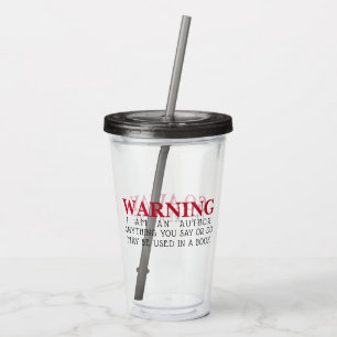 Lustigt bort jag läser + författarvarning take away mugg