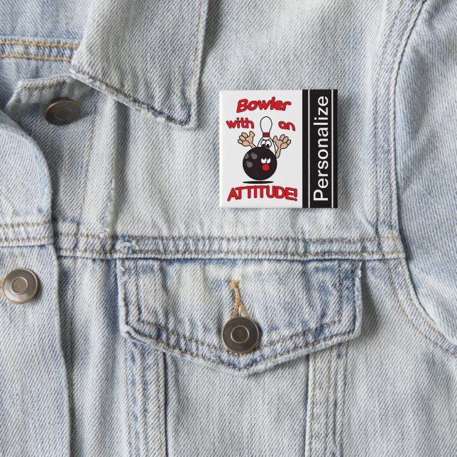 Lustigt Bowlareare med Attitude | Anpassa Knapp (In Situ)