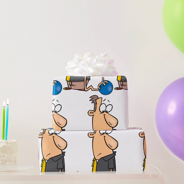 Lustigt Bowlareare tecken för Ledsen med Bowling B Presentpapper (Skapare uppladdad)