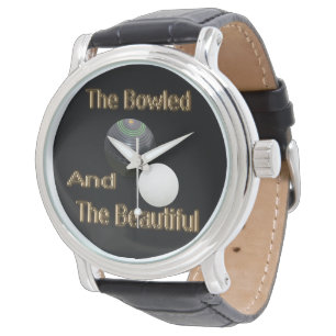 Lustigt Bowled Guld Gräsmatta Bowls design, Armbandsur