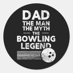 Lustigt Bowling Shirt för Pappa, mannen, myten Runt Klistermärke