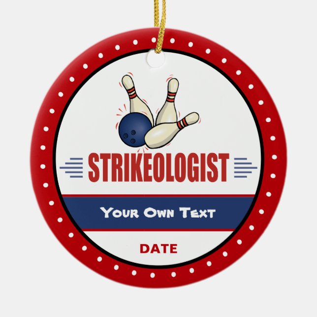 Lustigt Bowling Stronolog Julgransprydnad Keramik (Framsidan)