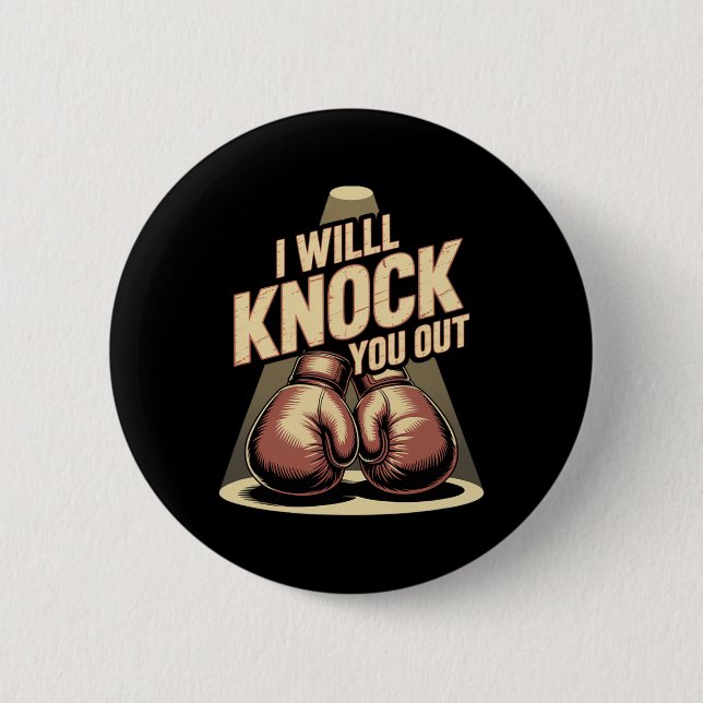 Lustigt Boxer knackar ut dig ur Boxing-handskar ja Knapp (Framsida)