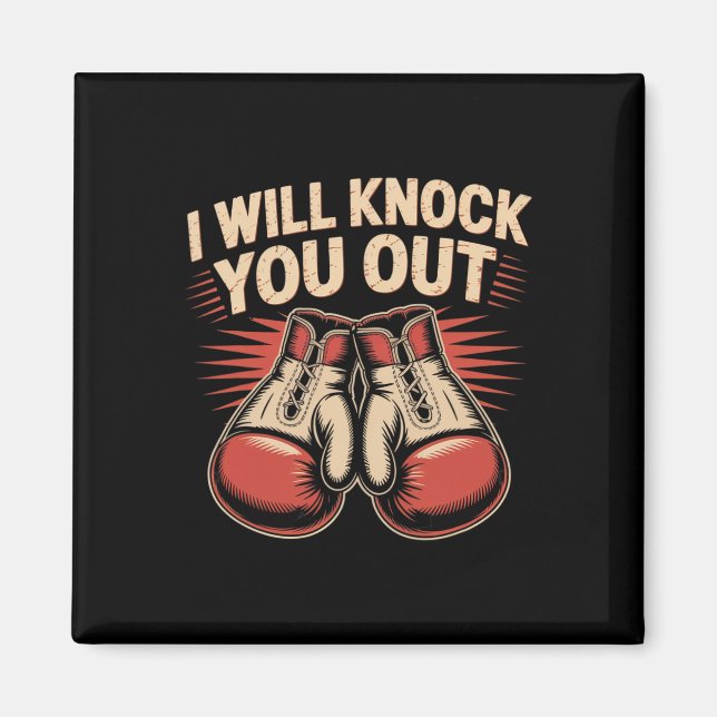 Lustigt Boxer knackar ut dig ur Boxing-handskar ja Magnet (Framsidan)
