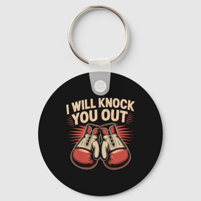 Lustigt Boxer knackar ut dig ur Boxing-handskar ja Nyckelring (Framsida)