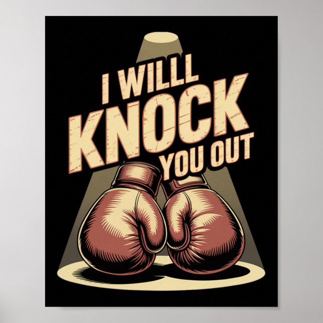 Lustigt Boxer knackar ut dig ur Boxing-handskar ja Poster (Framsidan)