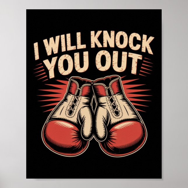 Lustigt Boxer knackar ut dig ur Boxing-handskar ja Poster (Framsidan)