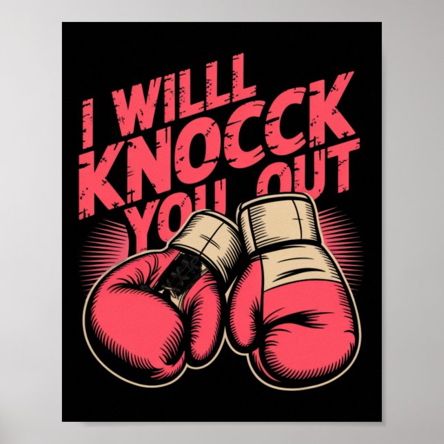 Lustigt Boxer knackar ut dig ur Boxing-handskar ja Poster (Framsidan)