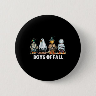 Lustigt boys av Fall Anka som jagar Halloween Cost Knapp