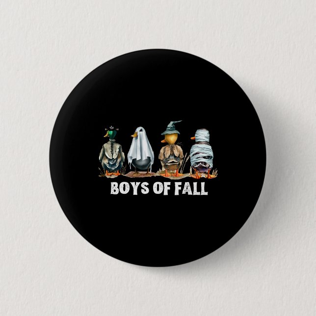 Lustigt boys av Fall Anka som jagar Halloween Cost Knapp (Framsida)