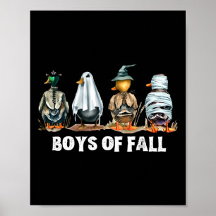 Lustigt boys av Fall Anka som jagar Halloween Cost Poster