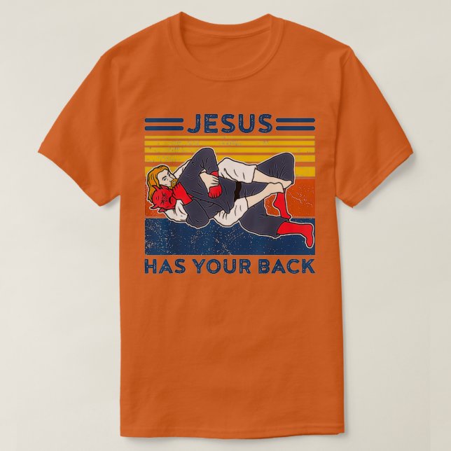 Lustigt brasilianskt Jiu Jitsu Jesus har ryggen T Shirt (Design framsida)
