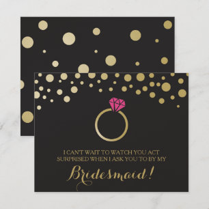 Lustigt BRIDESMAID FRIERI kort ~ Black & Faux Guld