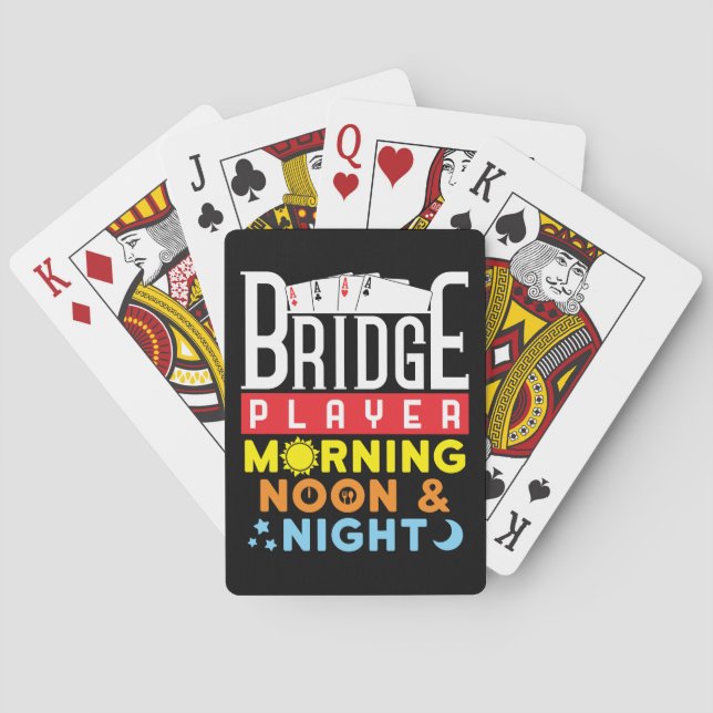 Lustigt Bridge Player Morgon Noon och Natt Casinokort (Baksidan)