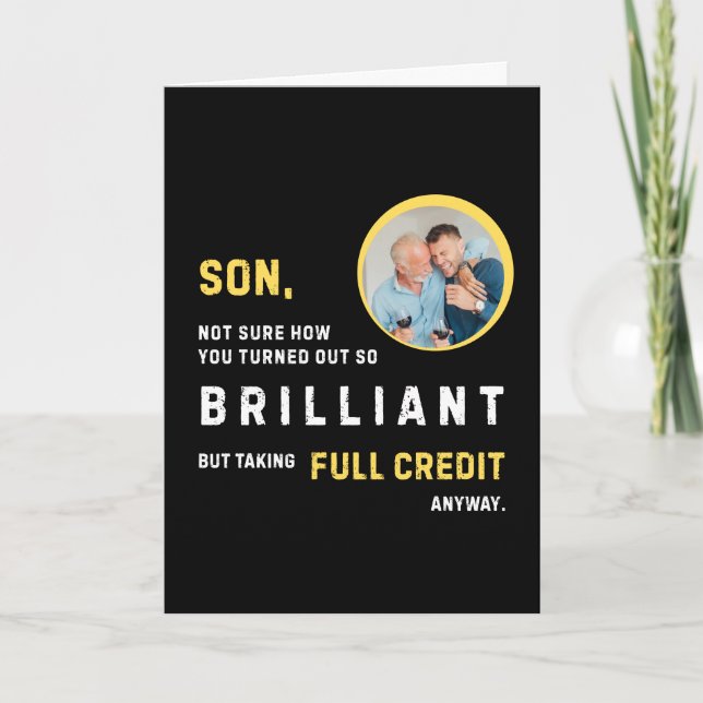 Lustigt Brilliant Son Photo Birthday Card Kort (Framsida)