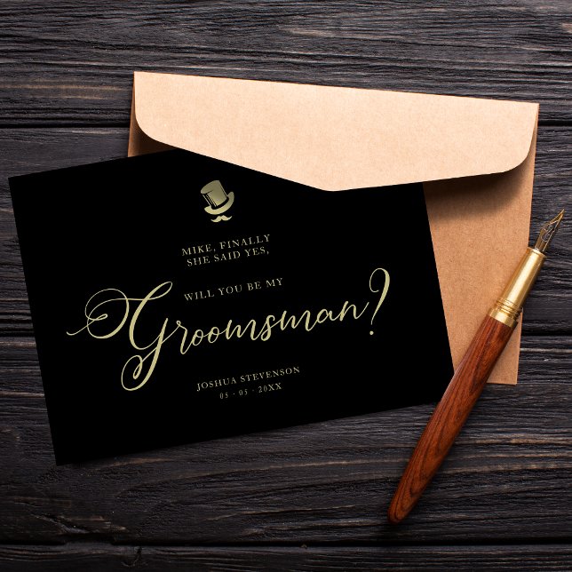 Lustigt Bröllop Groomsman-Frieri kort (Groomsman Funny Wedding Minimalist Proposal Card. )