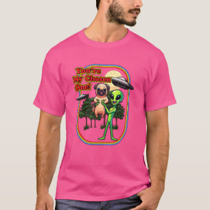 Lustigt Brown Pug Alien Du har valt en UFO Manar W T Shirt
