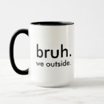 Lustigt "bruh, vi utanför". Minimalistisk vit kaff Mugg<br><div class="desc">Börja din dag med lite torr humor och dödvikt. Denna minimalistiska vita mugg har frasen "bruh. we out" i skarp svart text - perfekt för alla som reagerar på kaos med lugn sarkasm. Underbar för hemmet, kontoret eller som en superskoj gåva till din mest obekymrade vän. Enkelt, snyggt och rak...</div>