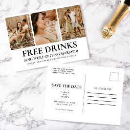 Lustigt budgetfoto enkelt Bröllop spara datum Vykort