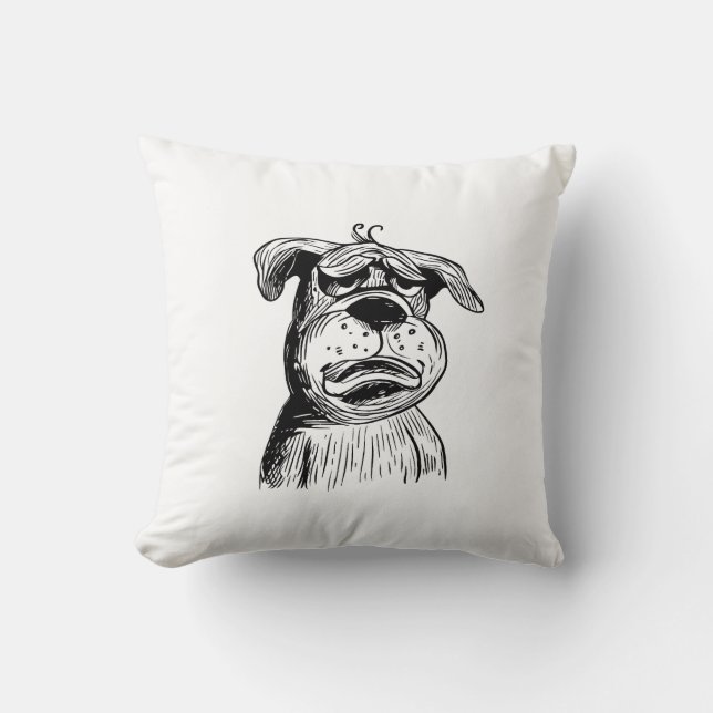 Lustigt Bulldog Pillow - "Pout that Wins Hearts!" Kudde (Framsida)