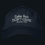 Lustigt Cabin Hair aktar inte Anpassningsbar Town/ Broderad Keps<br><div class="desc">Lustigt baseboll som lyder "Cabin Hair Don't Care". Lägg till namn i din favoritstuga eller sjö stad (eller ta bort). Ändra texten och hatten färg enkelt. Oavsett om du åker norrut till stugan eller tillbringar en dag på sjö blir det här snart din "gå till" hatt.</div>