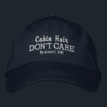 Lustigt Cabin Hair aktar inte Anpassningsbar Town/ Broderad Keps<br><div class="desc">Lustigt baseboll som lyder "Cabin Hair Don't Care". Lägg till namn i din favoritstuga eller sjö stad (eller ta bort). Ändra texten och hatten färg enkelt. Oavsett om du åker norrut till stugan eller tillbringar en dag på sjö blir det här snart din "gå till" hatt.</div>