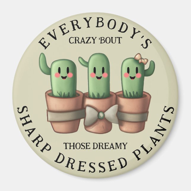Lustigt Cacti Allas galna "Bout Vass ... Magnet (Framsidan)