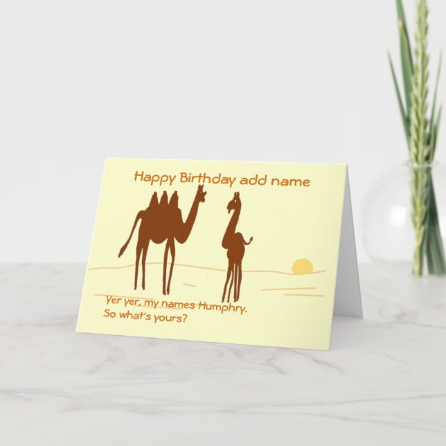 Lustigt Camel Birthday-kort, lägg till namn front. Kort (Framsida)