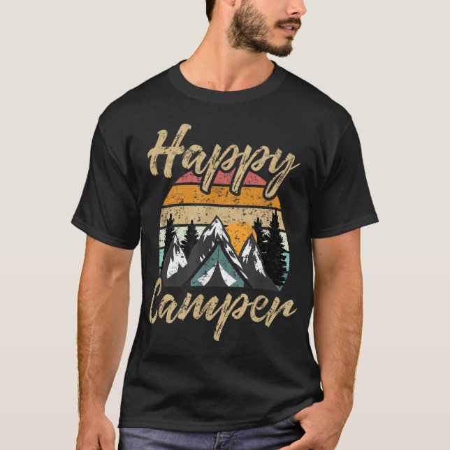 Lustigt Camping Hiking Älskare nuvarande Lycklig C T Shirt (Framsida)