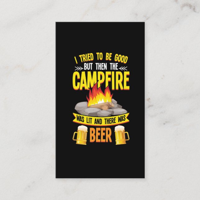 Lustigt Camping och Beer Älskare Campfire Humor Visitkort (Framsida)