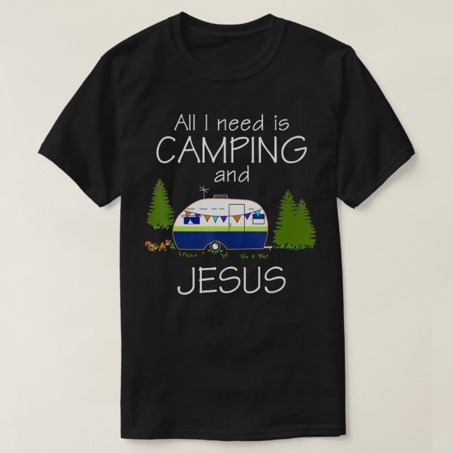 Lustigt Camping och Jesus jul T Shirt (Design framsida)