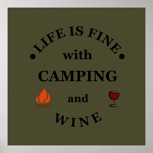Lustigt camping och vin som säger poster (Framsidan)