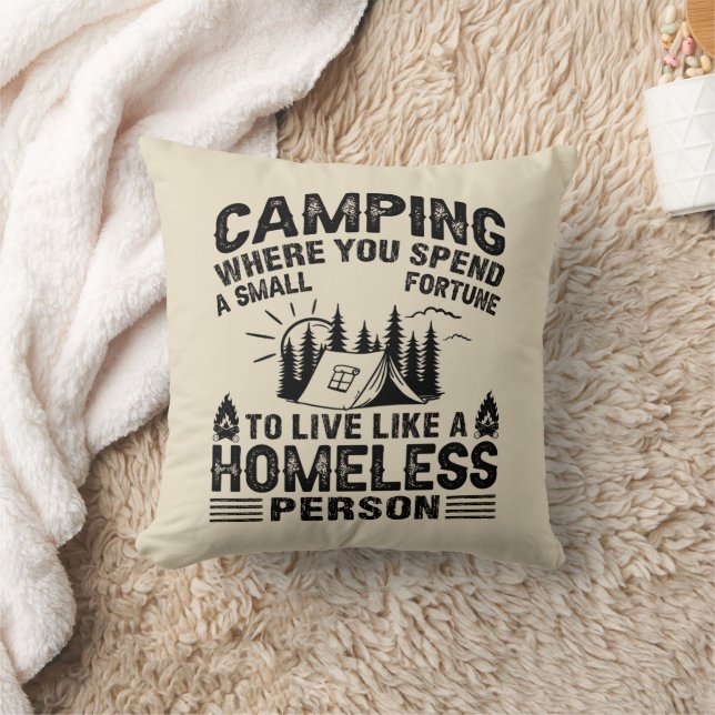 Lustigt camping ord kudde (Filt)