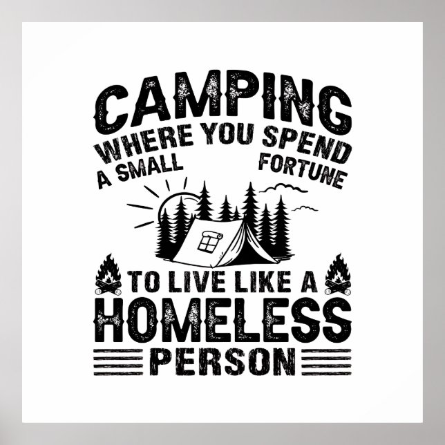 Lustigt camping ord poster (Framsidan)