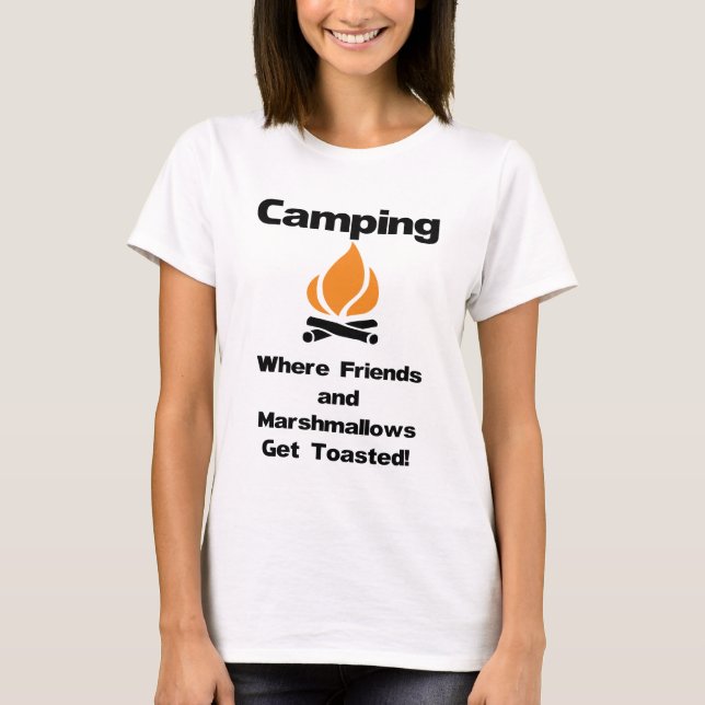 Lustigt Camping Sayed med Marshmallow och Friends Tee Shirt (Framsida)