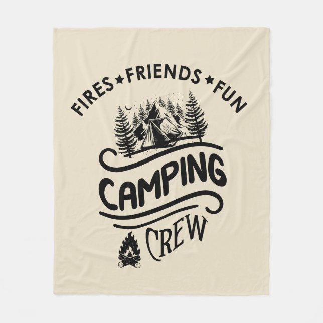 Lustigt campingbesättningens slogan kameravänner fleecefilt (Framsidan)