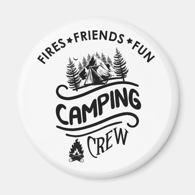 Lustigt campingbesättningens slogan kameravänner magnet (Framsidan)