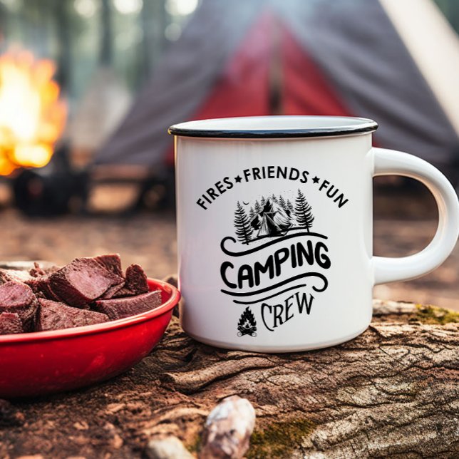 Lustigt campingbesättningens slogan kameravänner mugg (Skapare uppladdad)