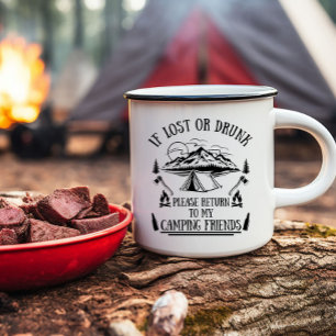 Lustigt campingslagord i ord mugg